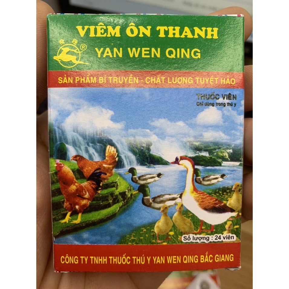 Viên Ôn Thanh hộp 1 Vỉ 24 Viên. Tiêu Chảy, hô hấp, sốt cao, lông xù, chân lạnh, xã cánh, phân xanh trắng, phân hồng