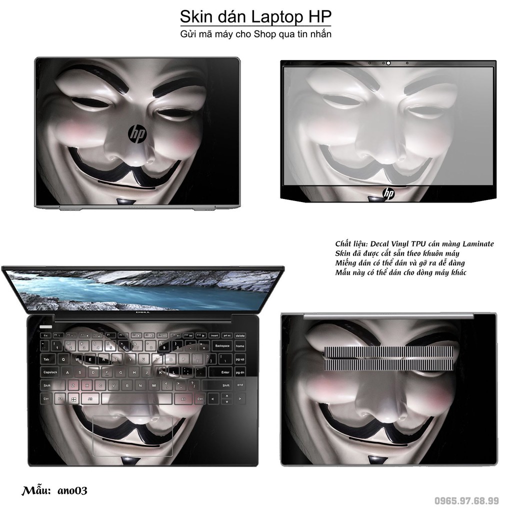 Skin dán Laptop HP in hình Anonymous (inbox mã máy cho Shop)