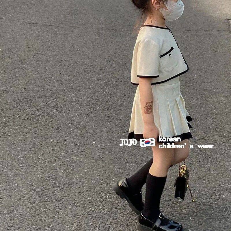 Bộ Áo Sơ Mi + Chân Váy Thời Trang Mùa Hè Hàn Quốc Cho Bé Gái