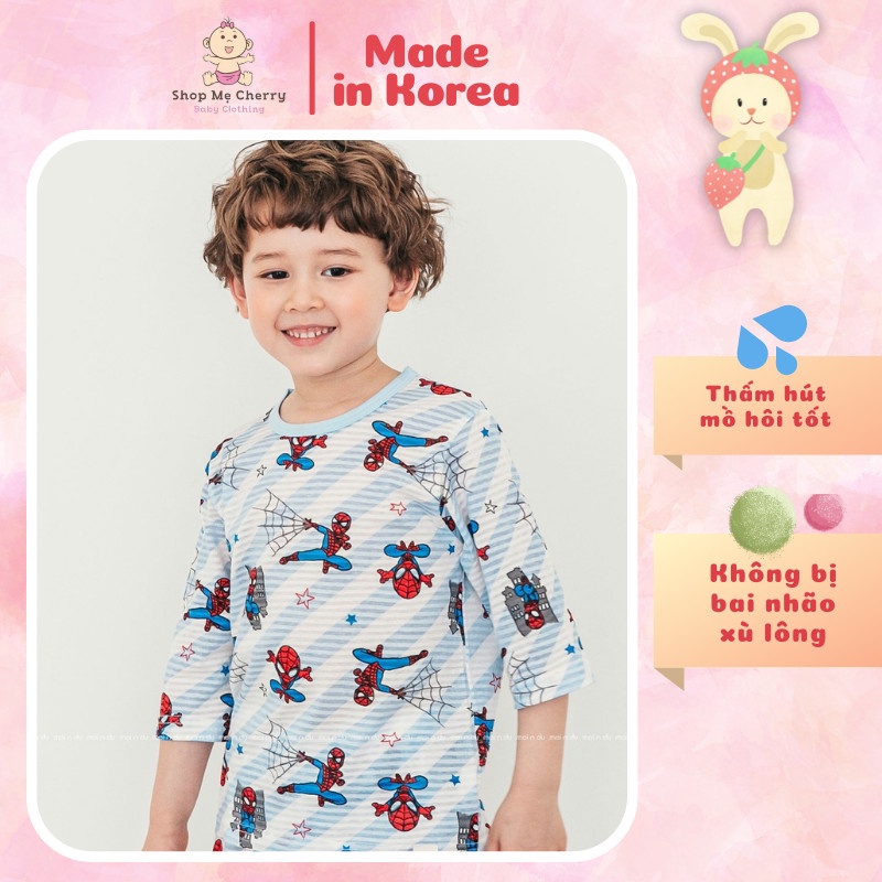 Bộ Lửng Cấp Bé Trai Của Hãng Ttasom, Chất Cotton Giấy Organic, Mẫu người nhện