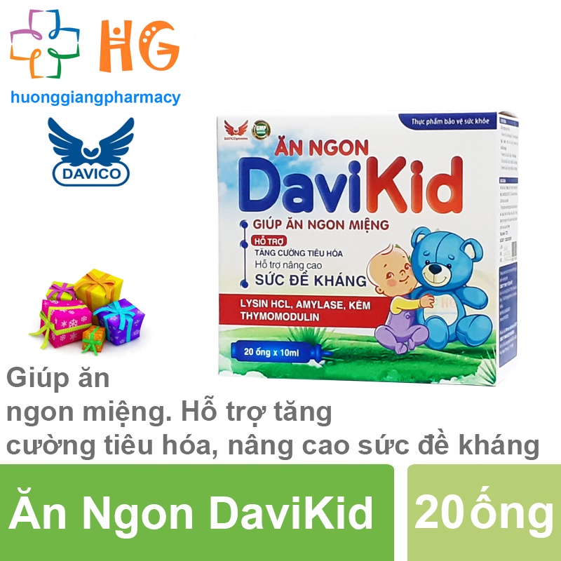 Ăn ngon DaviKid Giúp bổ sung một số enzyme acid amin và khoáng chất cho cơ thể hỗ trợ tăng cường tiêu hóa Hộp 20 ống