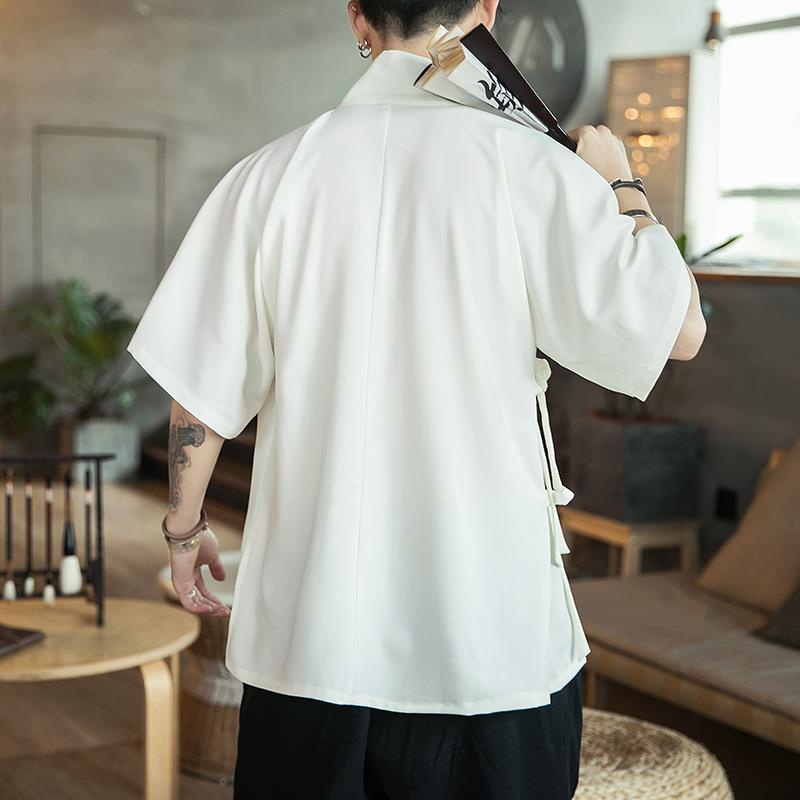 Áo khoác hán phục thêu họa tiết phong cách Trung Hoa cổ điển thời trang cho nam