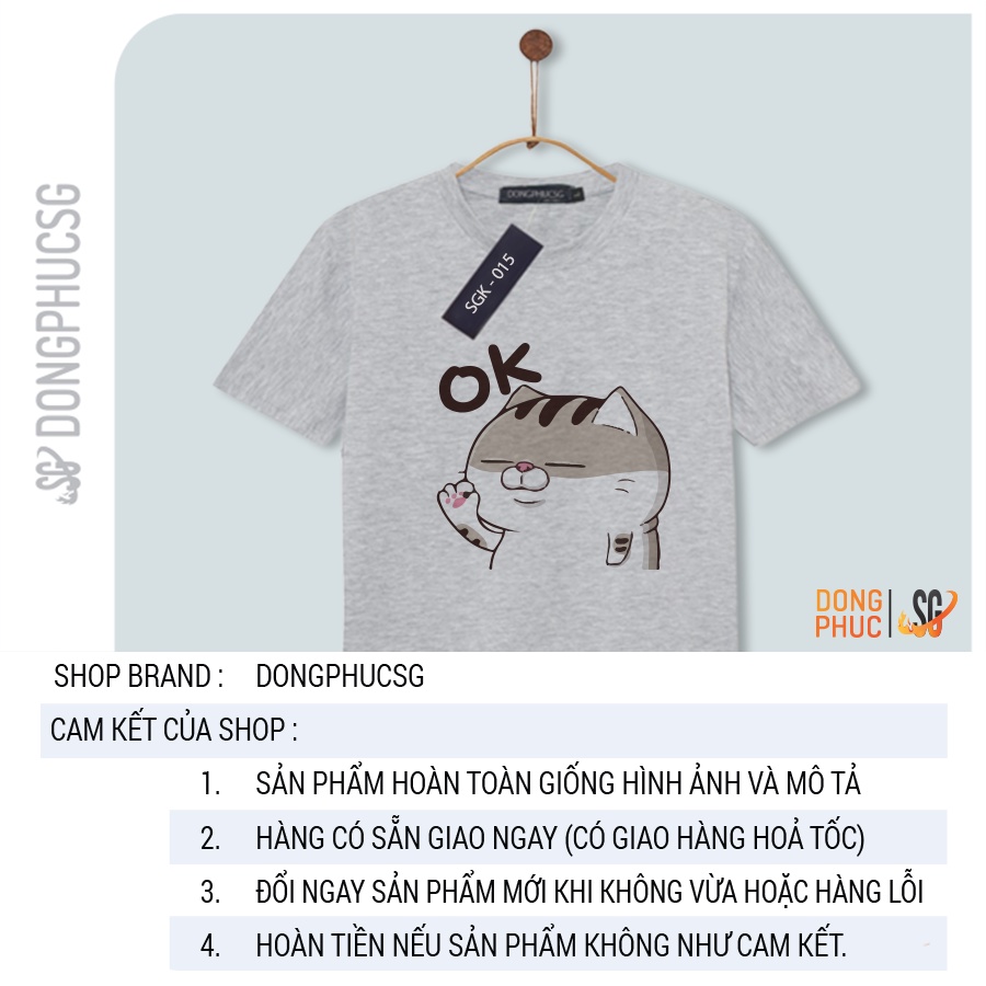 Áo thun hình mèo ami bụng bự mẫu OK form unisex nam nữ thun cotton mềm mịn màu xám SGK015X DONGPHUCSG