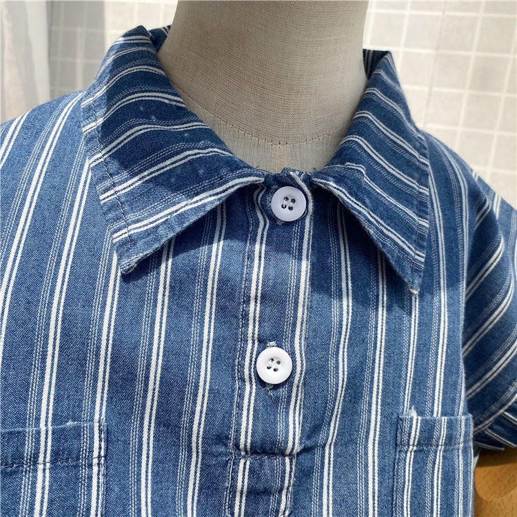 [Babycat] Hàng Có Sẵn Bộ Trang Phục Hai Mảnh Áo Denim Không Tay Kẻ Sọc Dọc Phong Cách Nhật Bản Hàn Quốc Thời Trang Mùa Hè Cho Bé Trai Bé Gái