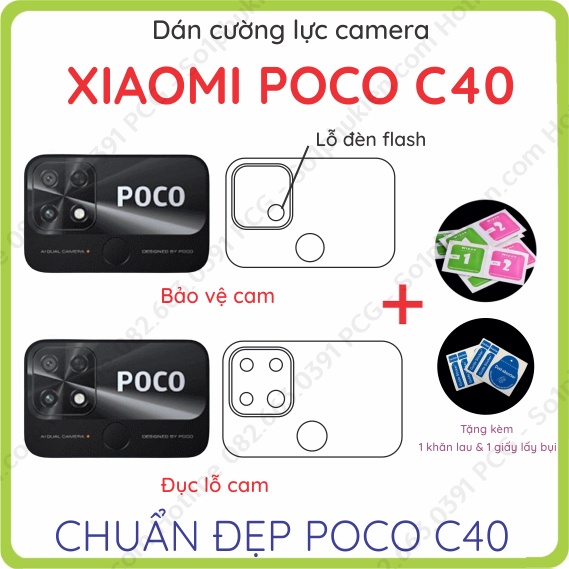 Dán cường lực camera Xiaomi Poco C40 loại nano, ppf siêu bền