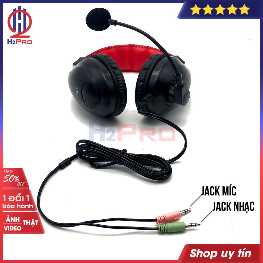 Tai Nghe Chụp Gaming, Tai Nghe Chụp Tai Có Dây UEF E-813X Cao Cấp Có Micro, Chống Ồn-Bass Khoẻ, Dây Dài 1.3M-H2Pro Tech