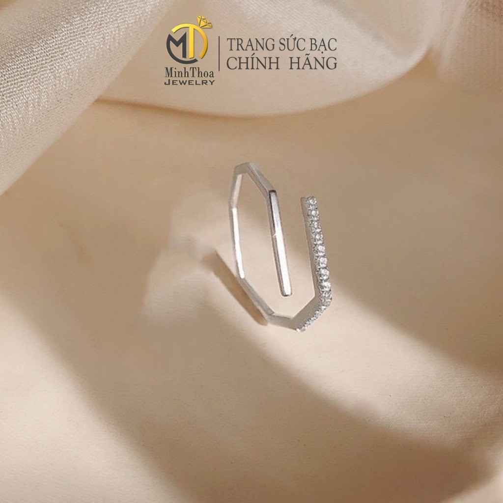 Nhẫn bạc nữ đẹp dáng hở đơn giản cá tính phụ kiện trang sức bạc ta Minh Thoa JEWELRY