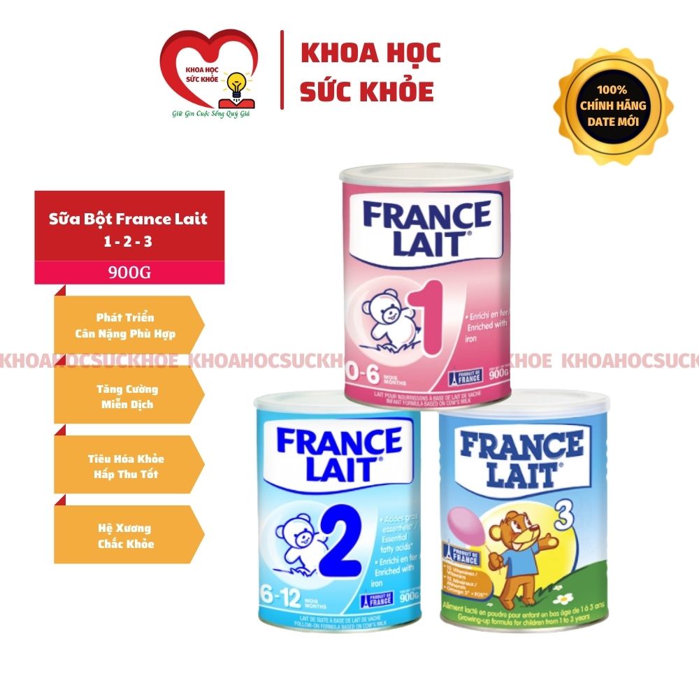 Sữa Bột France Lait 1 - 2 - 3 900G - Hỗ Trợ Tăng Miễn Dịch Phát Triển Cân Nặng Chiều Cao khoahocsuck