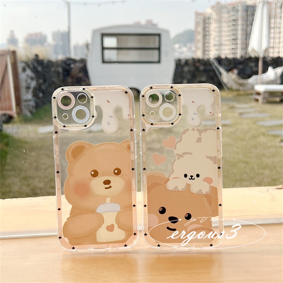 Ốp Điện Thoại Mềm In Gấu Hoạt Hình Dễ Thương Cho iPhone 14 13 12 11 Pro Max SE2020 X XR Xs Max 7 8 6 6s Plus