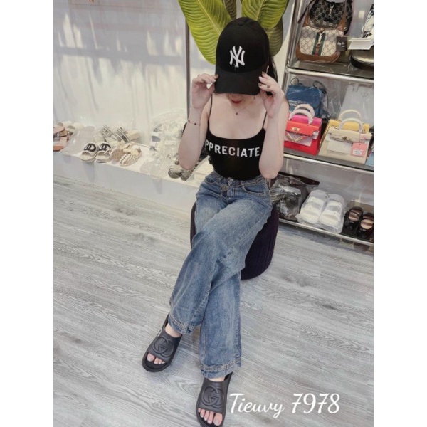 Quần jean suông kèm dây xích hàng QCL1