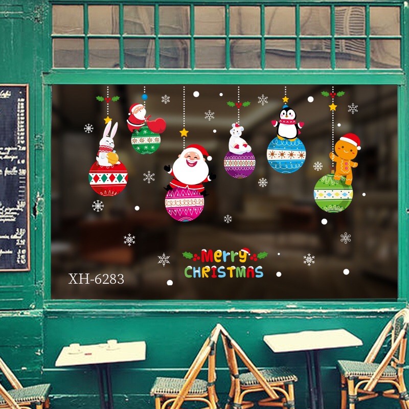 Decal trang trí Noel - Rèm bong bóng nhiều màu