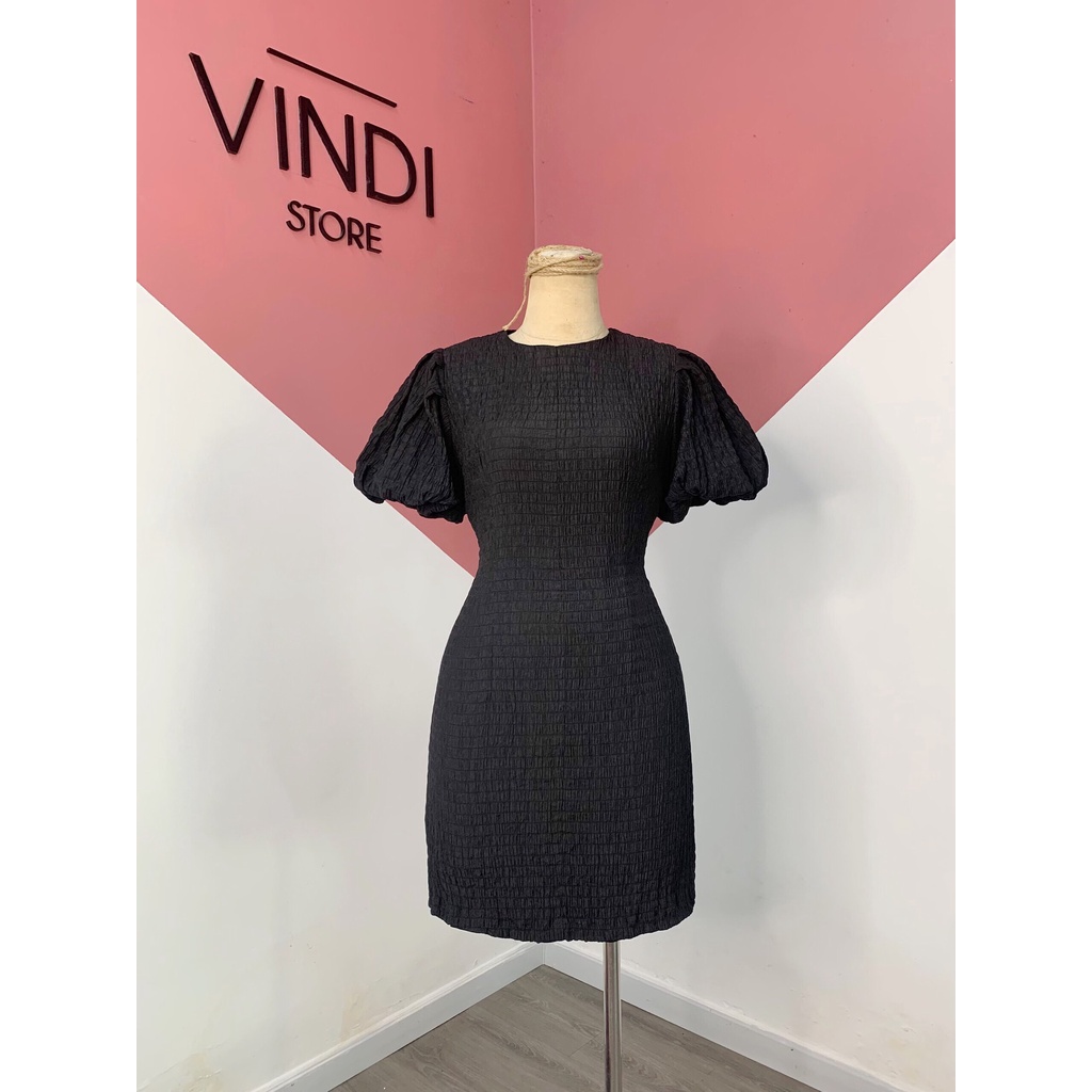 Đầm thun gấn tay phồng