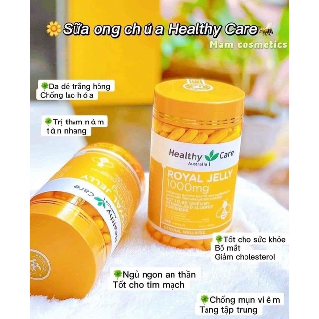 Sữa Ong Chúa Healthy Care Royal Jelly 1000MG 365 viên - Xuất xứ Úc