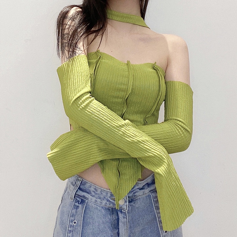 Áo kiểu trễ vai croptop dáng ôm body sexy dài tay cao cấp sang chảnh bánh bèo tiểu thư tôn dáng nhiều màu siêu xinh cute