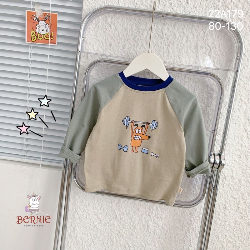 Áo thun dài tay zaclang hoạt hình, áo thu đông Bernie chất cotton bé trai