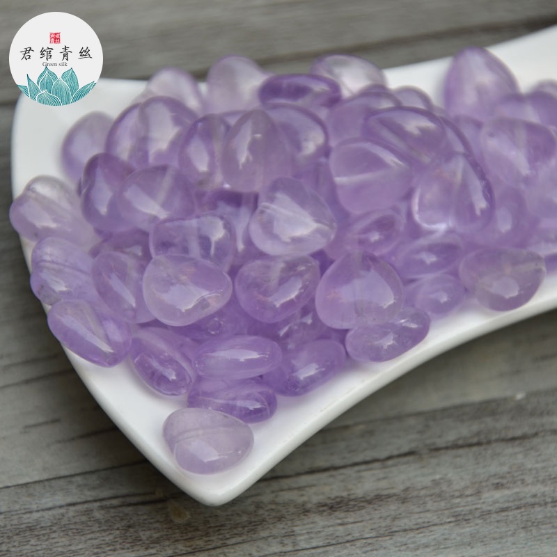 Ice Yingge Dây Chuyền Mặt Hình Trái Tim Lỗ Thẳng Bằng Thạch Anh Tím Nguyên Chất Tự Nhiên Tinh Khiết