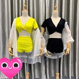 Bikini Nữ 2 Mảnh Quần Đùi Cạp Cao Aó Crop Bin Sports | BigBuy360 - bigbuy360.vn