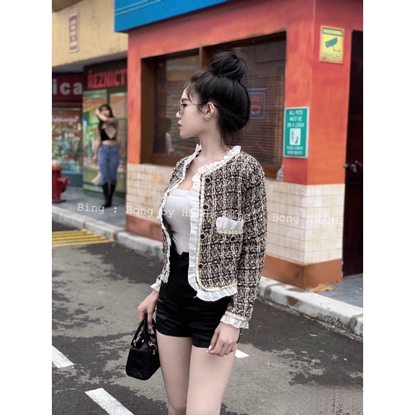 Áo khoác dạ viền bèo siêu xinh