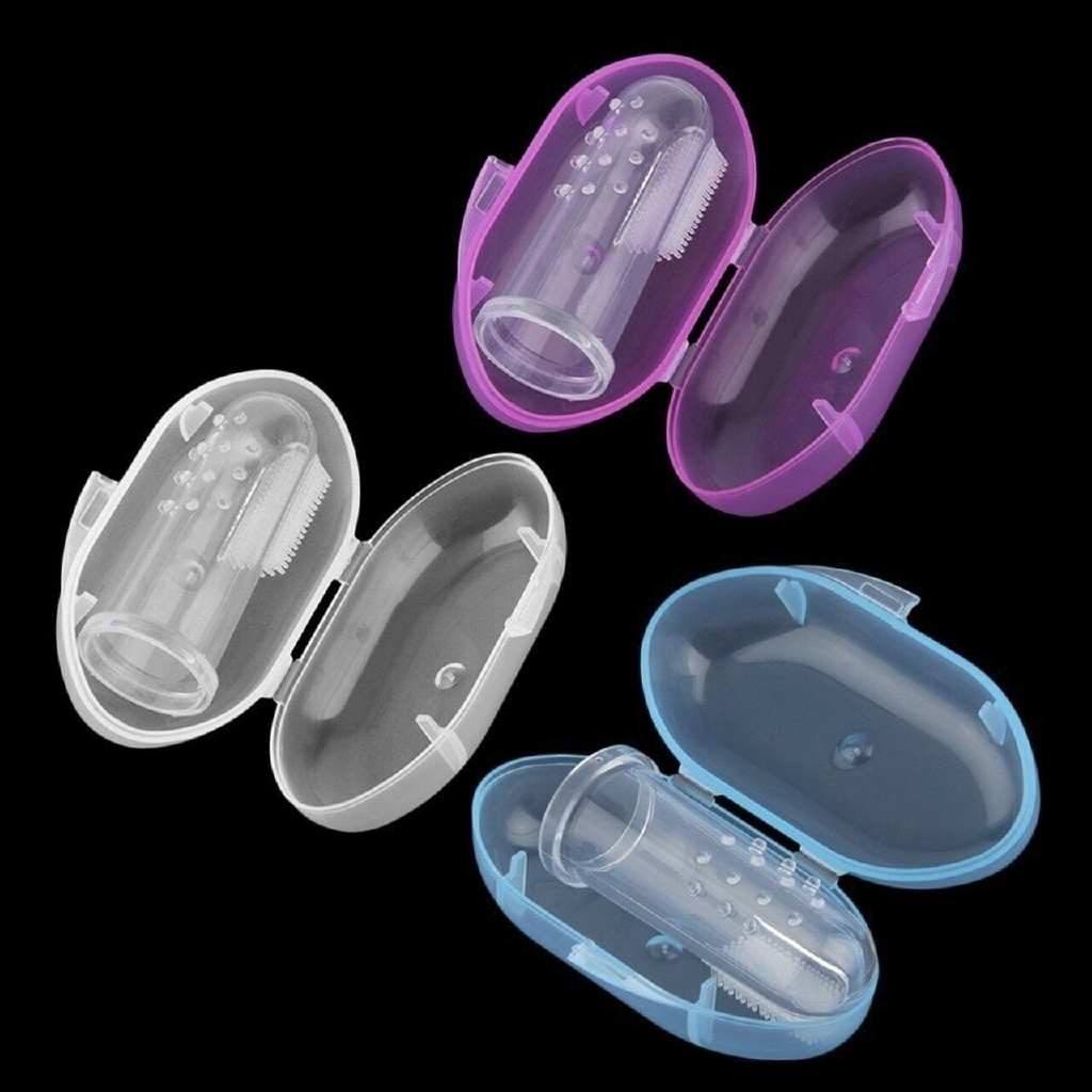 [Hàng mới về] Bàn chải đánh răng đeo ngón tay bằng silicon mềm an toàn cho bé