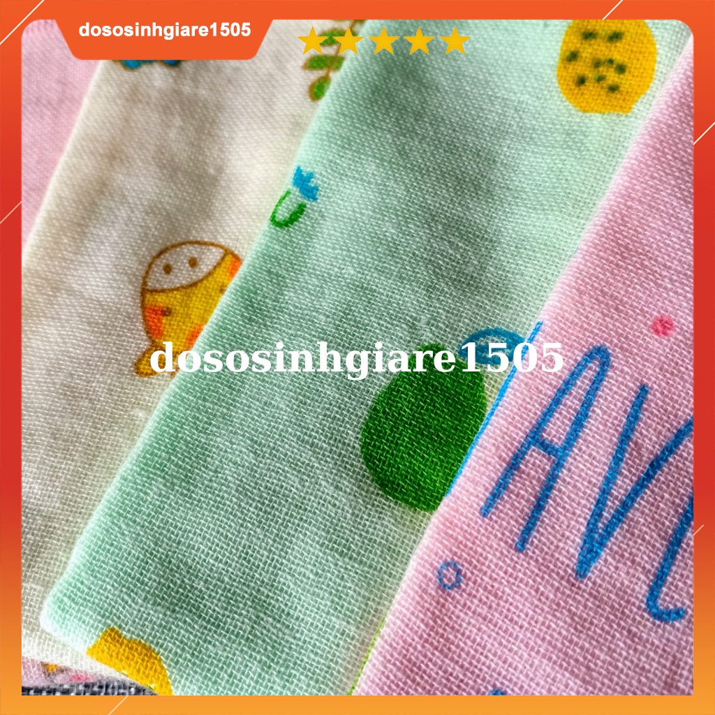 Vỉ 6 Khăn sữa cao cấp Fany in hình 2 mặt lông - xô cho bé sơ sinh và trẻ em