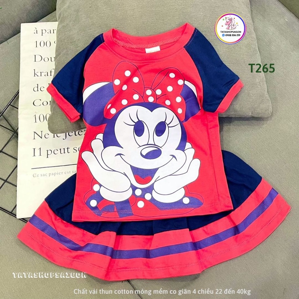 T170 Set bộ váy bé gái size đại chất cotton mặc mát [22 40kg]