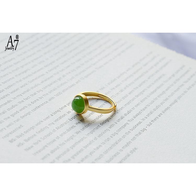 Nhẫn Bạc 925 Đính Ngọc Bích Trắng Xinh Xắn Có Thể Điều Chỉnh Kích Cỡ A7 S925