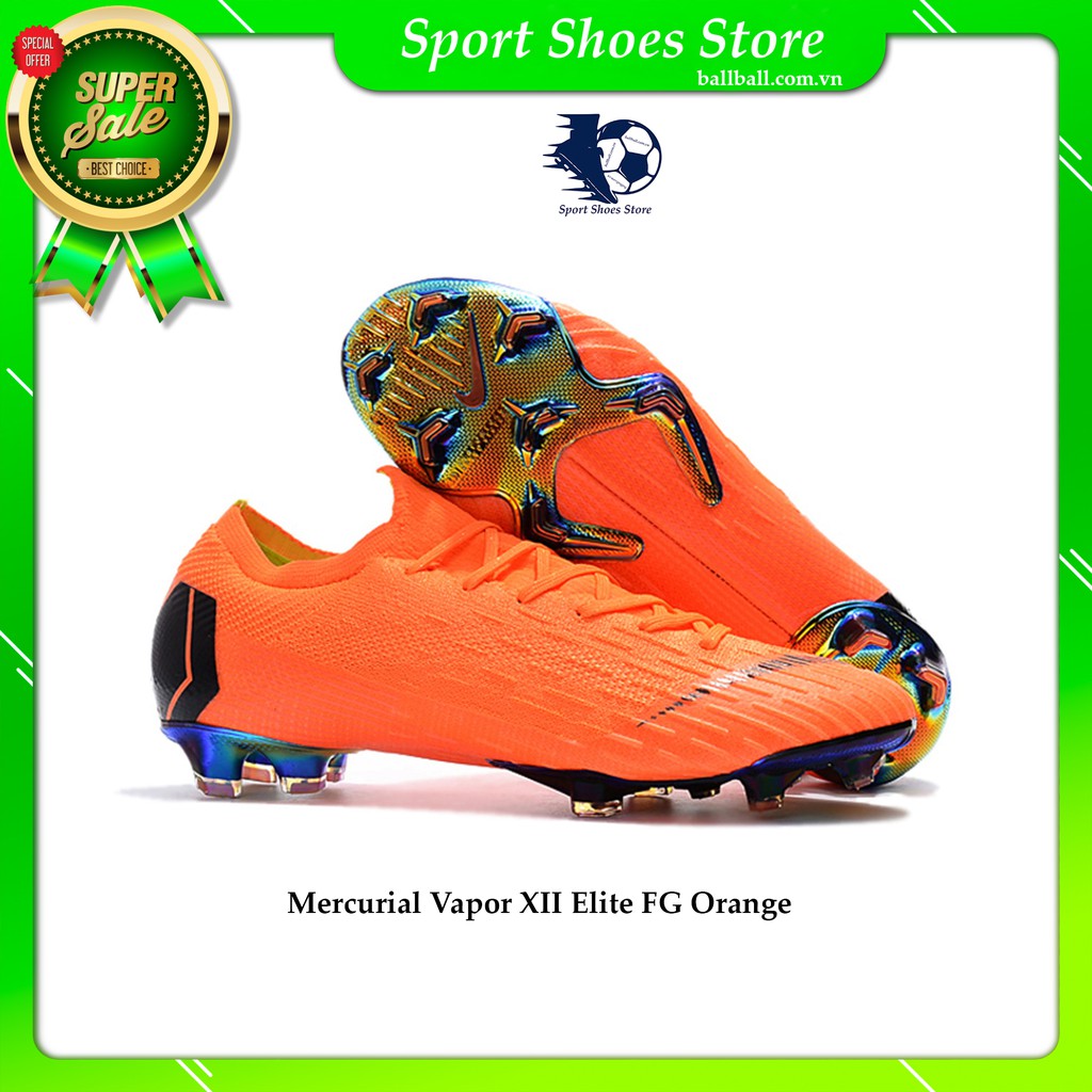 Giày Đá Bóng Nam Mercurial Vapor 12 Elite Đinh FG Orange | Giày Đá Bóng Đá Banh Sân Cỏ Tự Nhiên