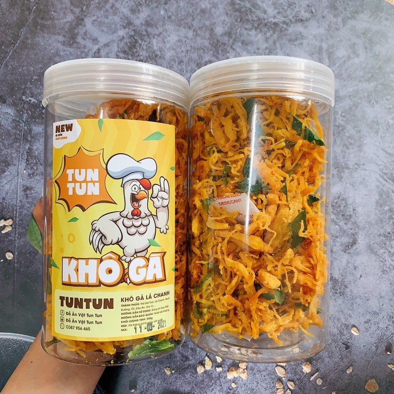 Khô gà lá chanh xé sợi loại ngon, hũ pet 250g | TunTun - Thế Giới Đồ Ăn Vặt - Đồ Ăn Vặt Hà Nội