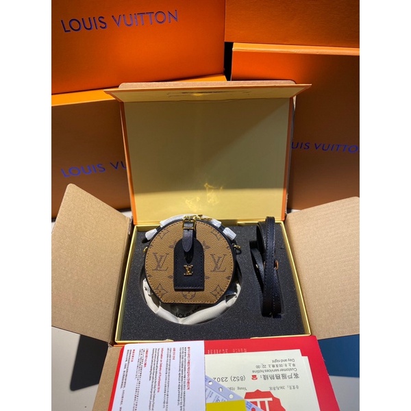 Túi đeo chéo nữ dáng tròn thương hiệu Louis Vuitton LV Boite Mini da thật cao cấp
