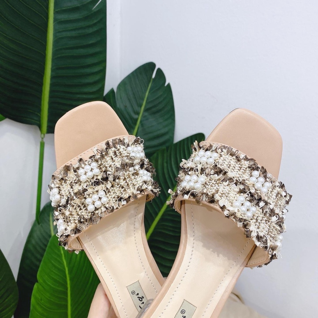 Guốc nữ 5 phân Thiên Hương giày sandal VNXK BP5M2 Dép cao gót nữ 5p cm đế vuông mặc áo dài đi học