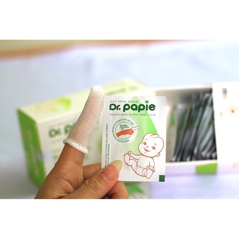 Gạc rơ lưỡi Dr Papie vệ sinh răng miệng / Rơ lưỡi Dr Papie cho bé (30 gói)