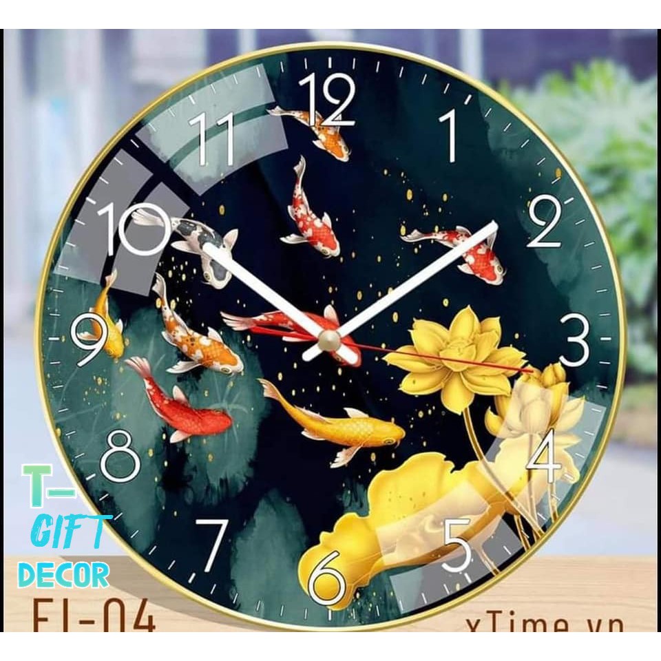 Đồng Hồ Treo Tường Kim Trôi Tráng Gương Cao Cấp Đẹp Hình Con Công Trang Trí Phòng Khách/ Trang Trí Phòng Làm Việc