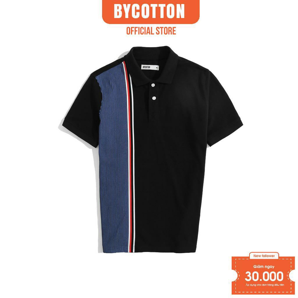 Áo Polo Nam Cao Cấp Có Cổ BY COTTON  Black Mix Stripes Printed