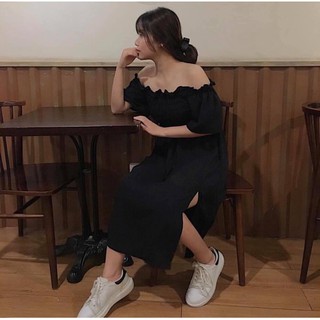 Đầm Maxi Trễ Vai Xẻ Đùi