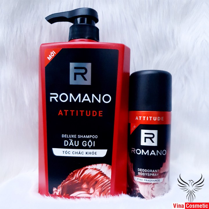 Combo Dầu Gội Romano Attitude 650g + Xịt Khử Mùi 150ml