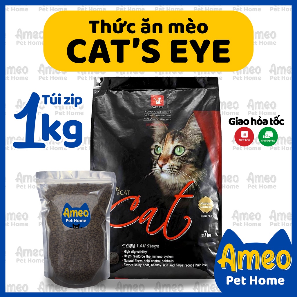 [Hàn Quốc] Thức ăn hạt cho mèo CatsEye - Túi 1kg hạt chiết cat eye siêu rẻ | Cateye hạt mix cho mèo