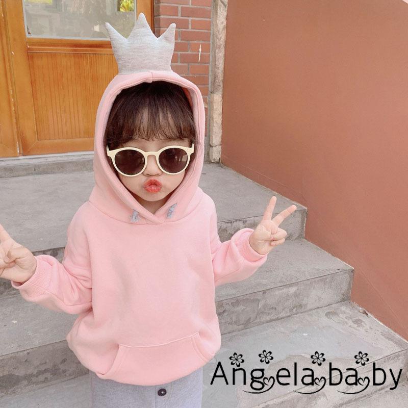 Áo Hoodies Có Nón Dài Tay Màu Trơn Thời Trang Cho Bé