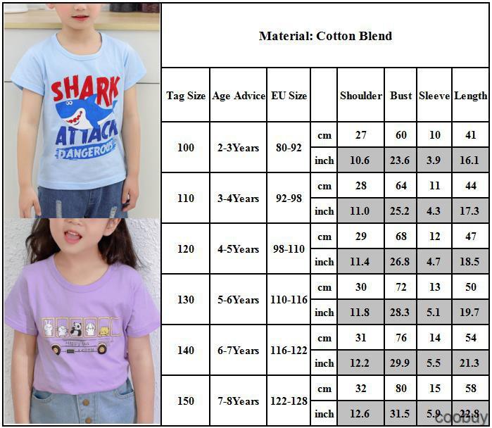 Áo thun tay ngắn cổ tròn hoạ tiết hoạt hình nhiều màu cho bé