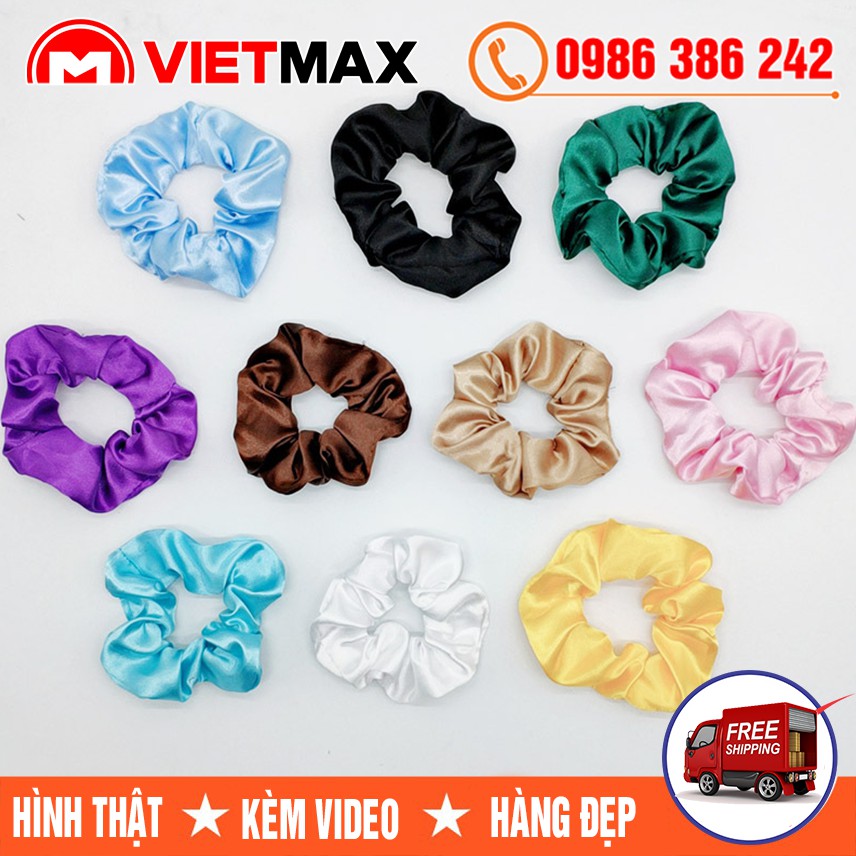Dây Buộc Tóc Scunchies Vải Phi Bóng - Cột Tóc Vải Màu Trơn Thời Trang Loại Đẹp