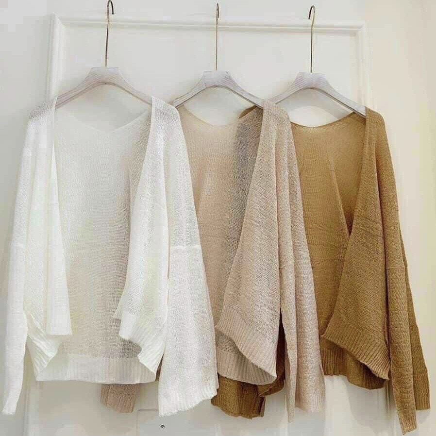 [Mã FAXANH245 giảm 10K đơn 50K] Áo len mỏng, áo khoác Cardigan mặc siêu xinh VINTAGE STORE