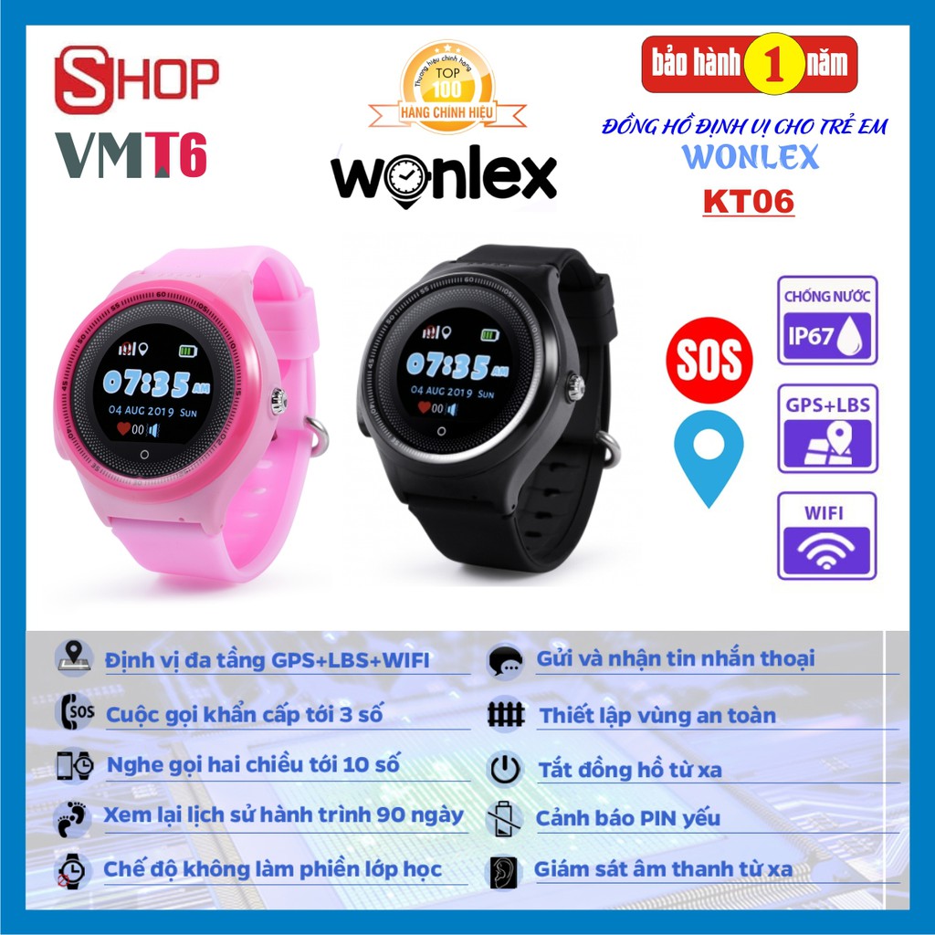 Đồng hồ định vị trẻ em WONLEX KT06 chính hãng - Wifi - Chống nước IP67 !