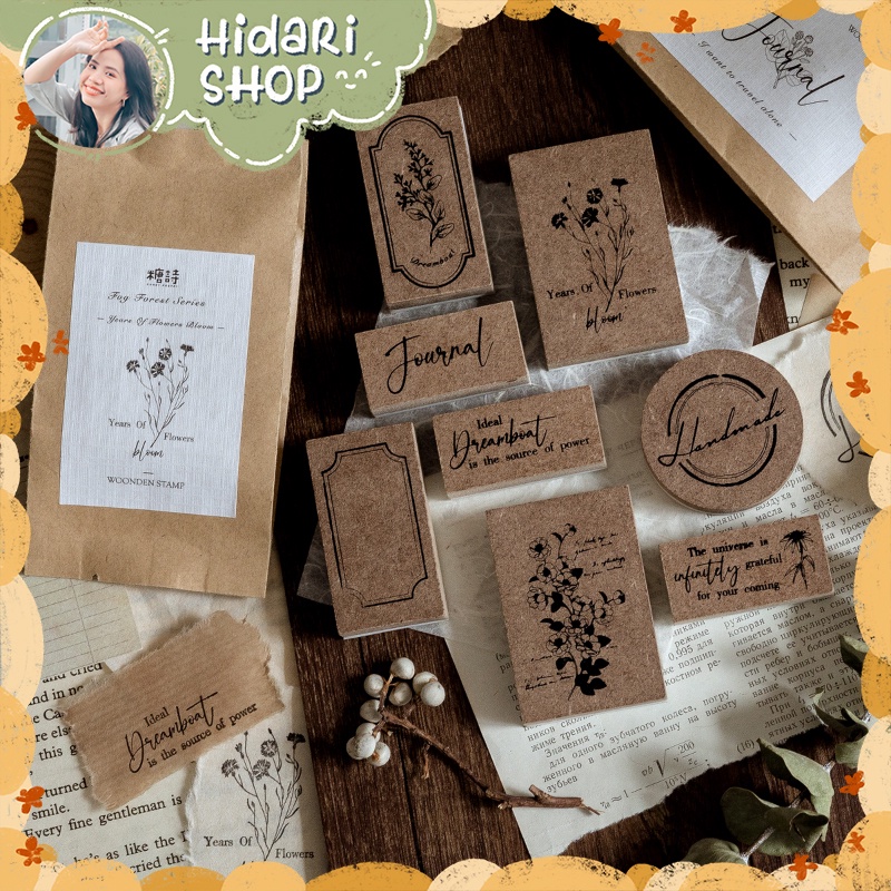 Con Dấu Gỗ Vintage - Con Dấu Trang Trí Sổ - Hidari