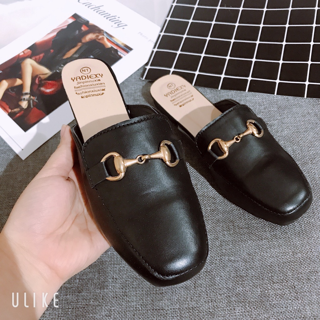 Giày sục tag khóa da lì mũi vuông đế 3 phân guc chì mãi không hết hot max chảnh