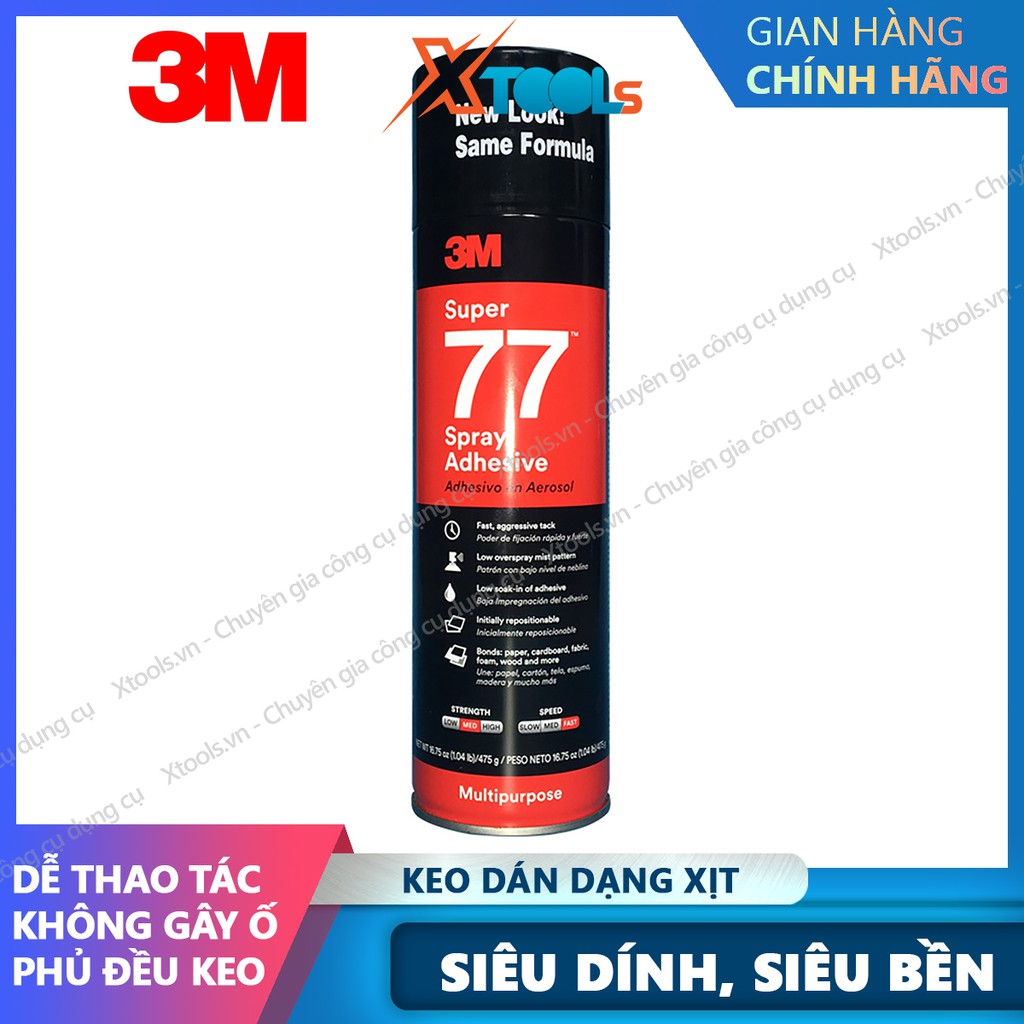 Keo dán đa năng siêu dính dạng xịt 3M Super 77 700ml, keo xịt siêu nhiều dán tường giấy decal xốp mút siêu chắc chắn