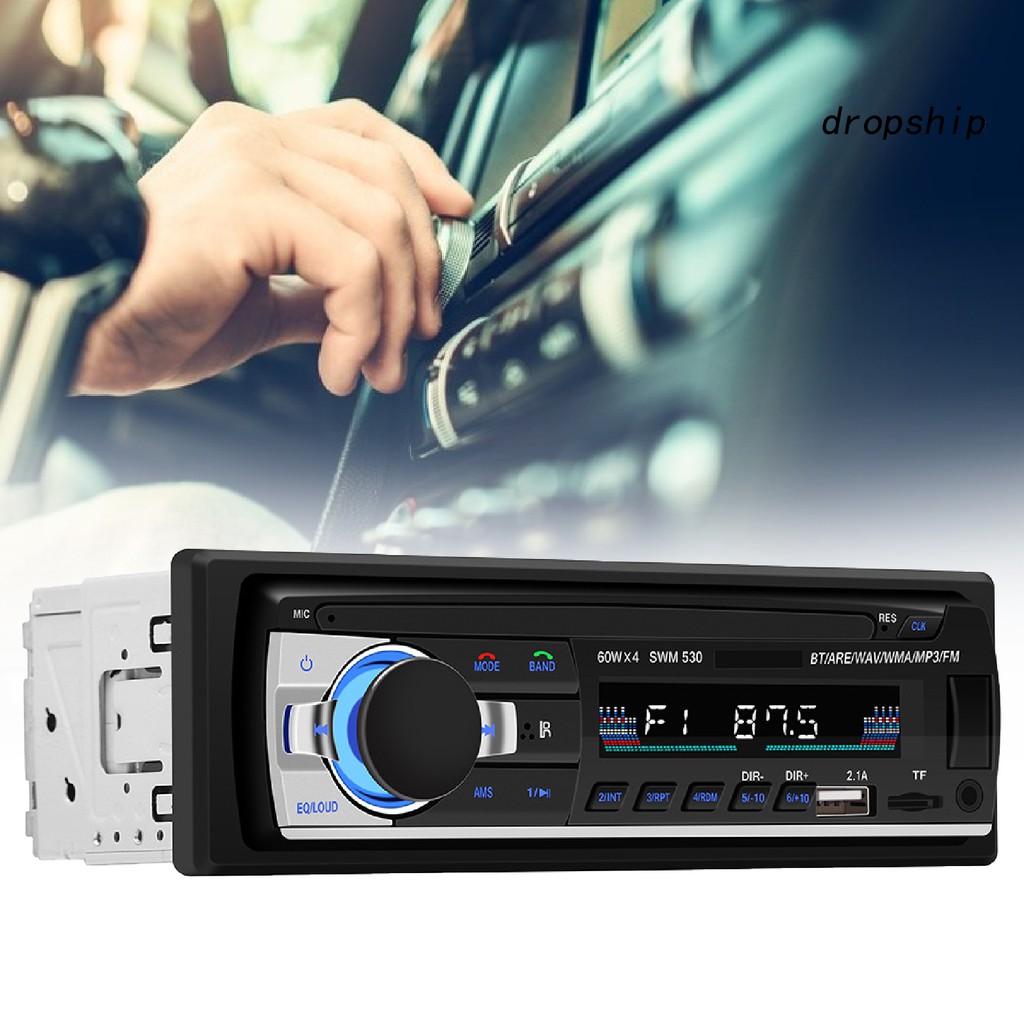 Máy nghe nhạc MP3 trên ô tô 12V Radio FM/AUX/Đĩa U/Bluetooth/Thẻ nhớ có 2 khe cắm USB dùng sạc điện thoại DRO_SWM-530