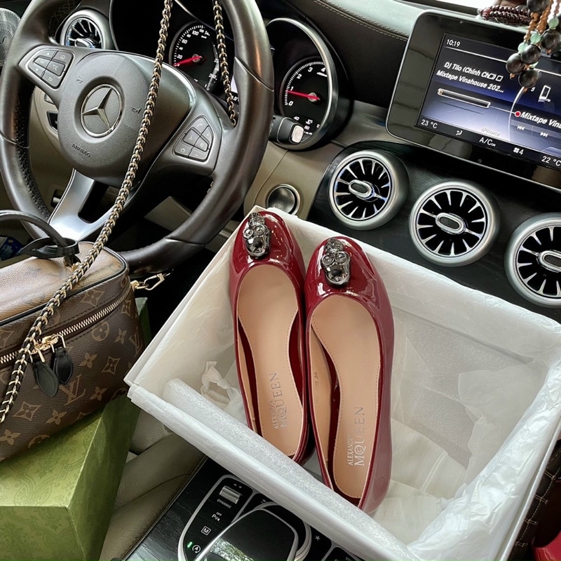 Giày búp bê mcq quốc dân da mềm êm chân fullbox