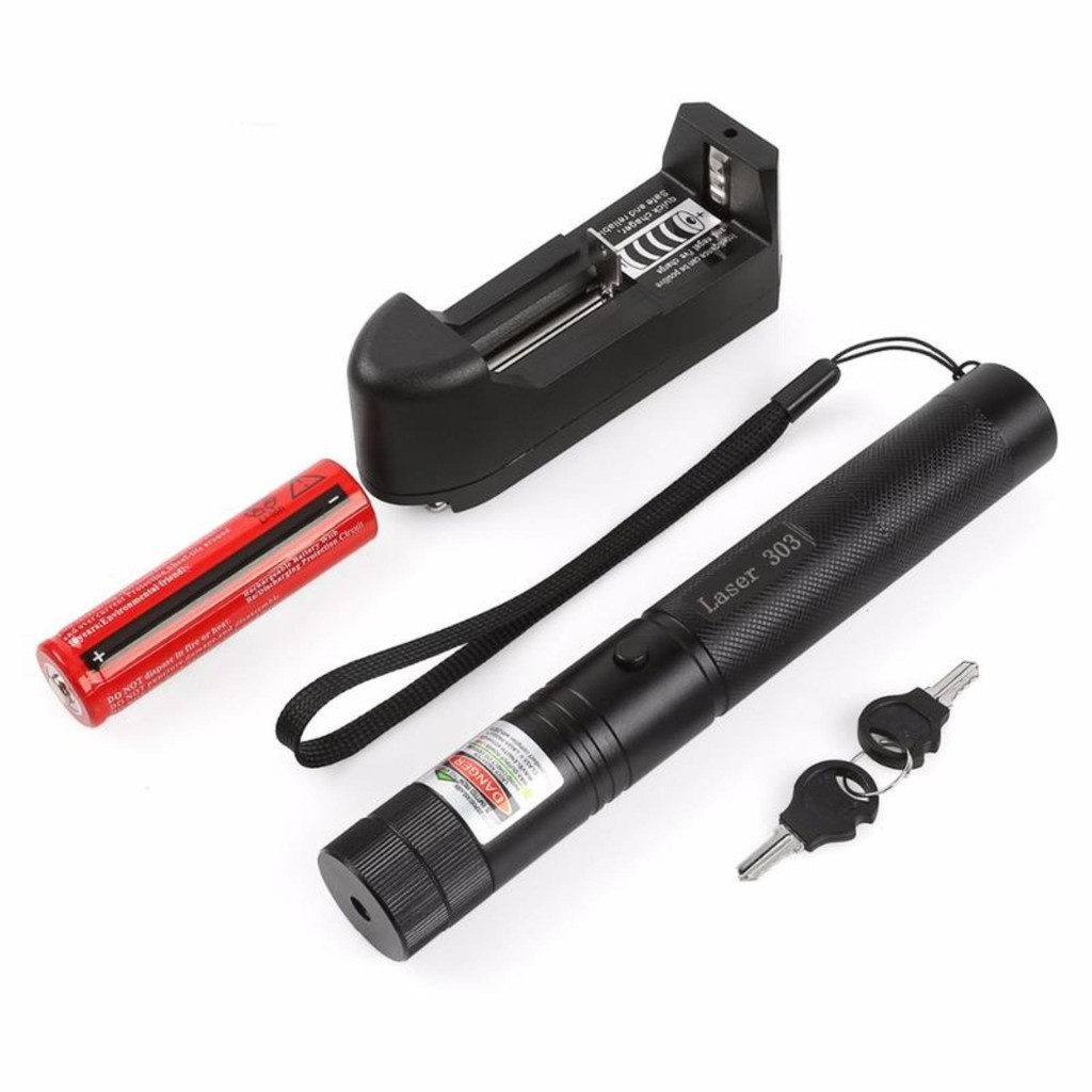 Đèn laser - bút laze lazer 303 tia xanh / đỏ cực sáng công suất lớn chiếu xa 3km Tặng kèm Pin sạc bao gồm bộ sạc,