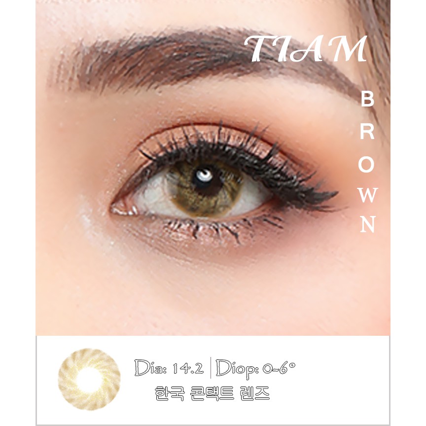 &lt;Lens nâu  ánh vàng kim, vân xoáy trẻ trung&gt; Kính áp tròng Hàn Quốc BLUE EYES TIAM BROWN - Lens cận thời trang Hot