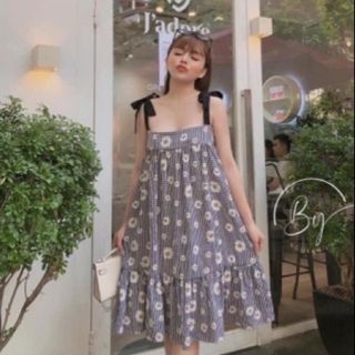 Váy hoa 2 dây ❤️FREESHIP❤️ Váy suông 2s hoạ tiết hoa cúc nơi nơi