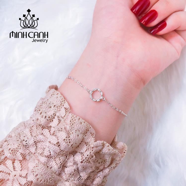 Lắc Tay Bạc Viền Tròn Đính Đá - Minh Canh Jewelry